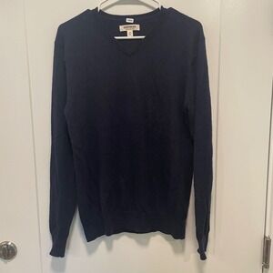 Goodthreads Mens Navy Blue 100% Merino Wool V-Neck Sweater Size M Long Sleeve